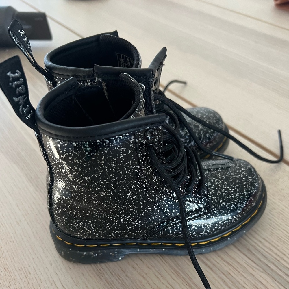Dr. Martens Kids Black Glitter Lace-Up Boots